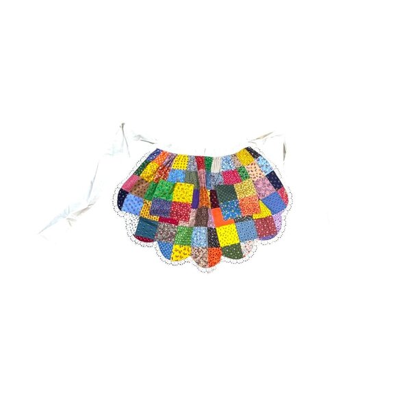 Vintage Patchwork Half Apron Scalloped Edge & Ditsy Floral Prints Boho Chic Y2K - Picture 2 of 6